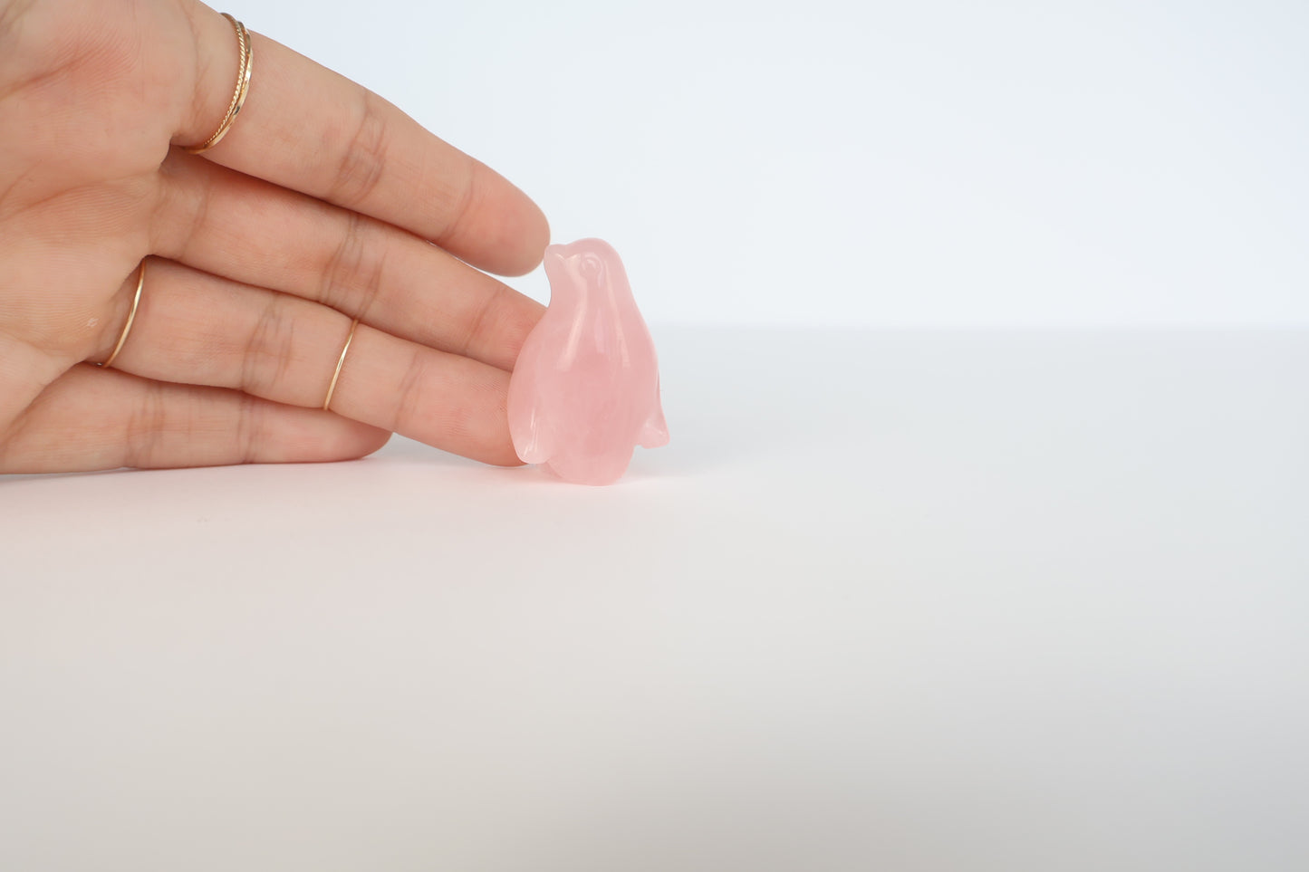 Rose Quartz Carving -Penguin