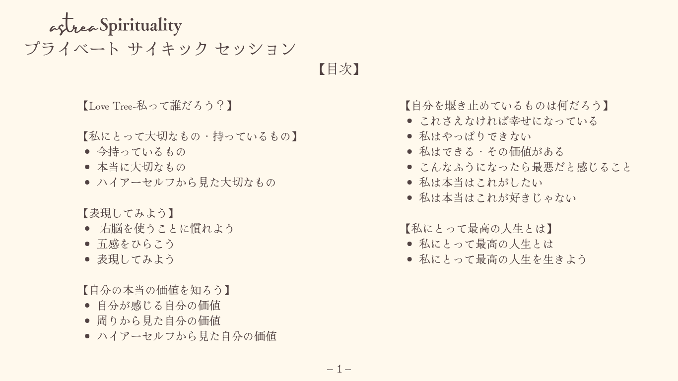 Private Psychic Session / 1・２期生（７月・８月）