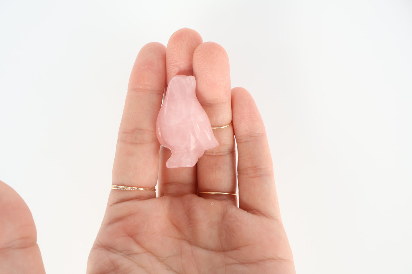 Rose Quartz Carving -Penguin