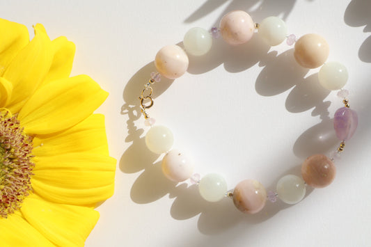 Lunar Heart – Moonstone & Pink Opal [Bracelet]
