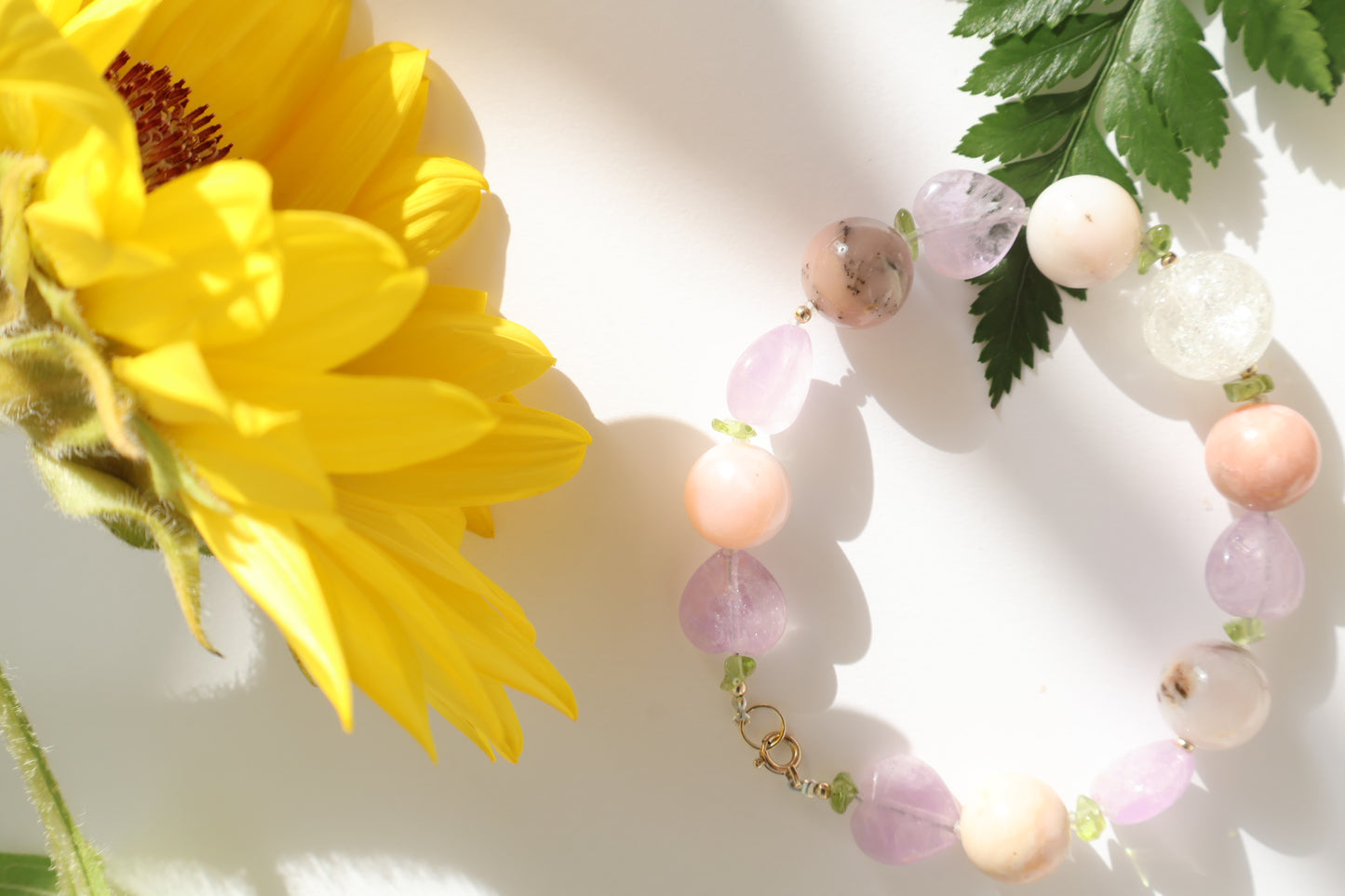 Ethereal Heart – Pink Opal & Lavender Amethyst [Bracelet]