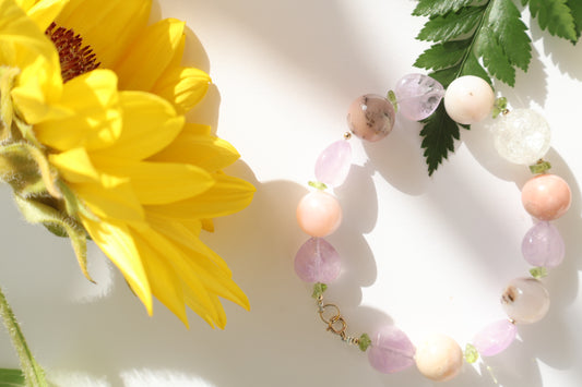 Ethereal Heart – Pink Opal & Lavender Amethyst [Bracelet]