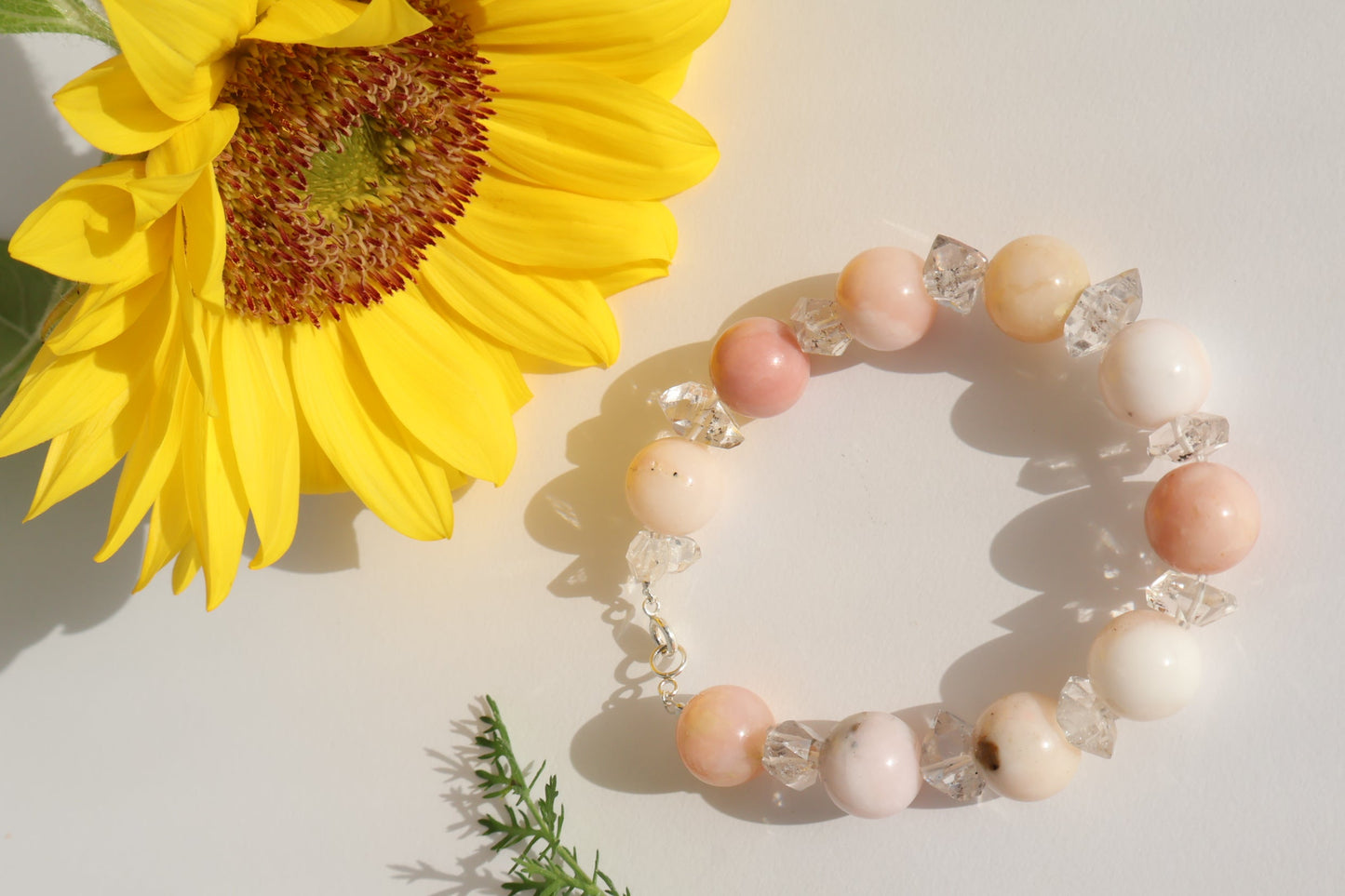 Pink Bloom – Herkimer & Pink Opal [Bracelet]