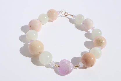 Lunar Heart – Moonstone & Pink Opal [Bracelet]