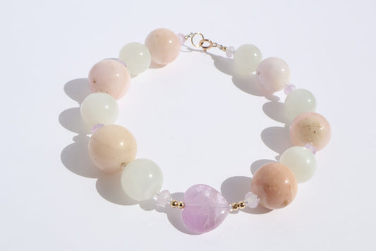 Lunar Heart – Moonstone & Pink Opal [Bracelet]