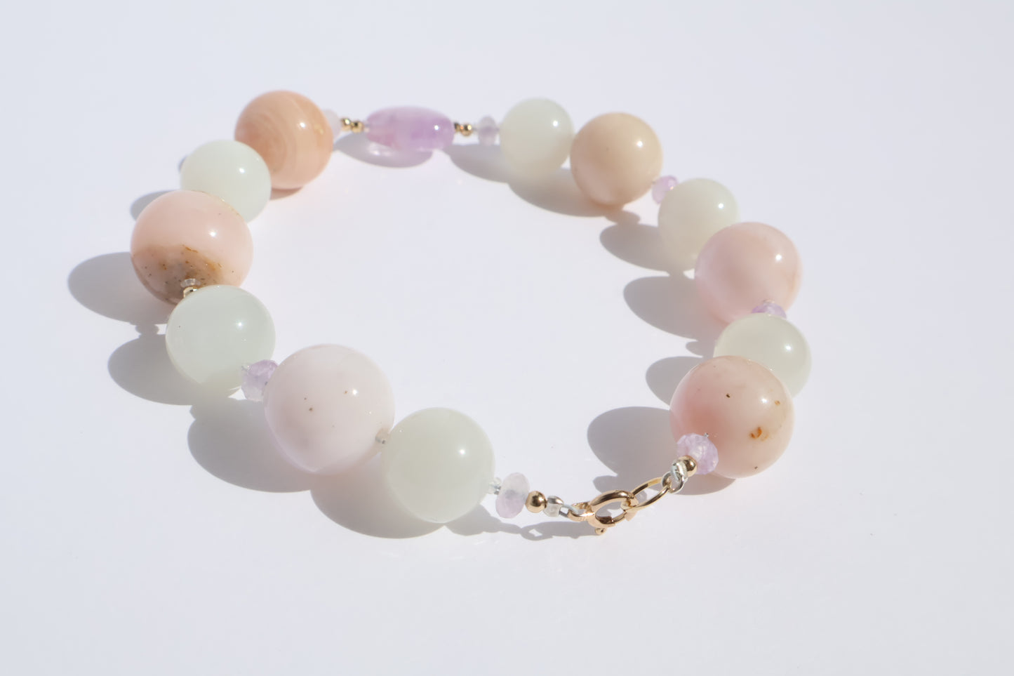 Lunar Heart – Moonstone & Pink Opal [Bracelet]