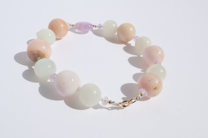 Lunar Heart – Moonstone & Pink Opal [Bracelet]