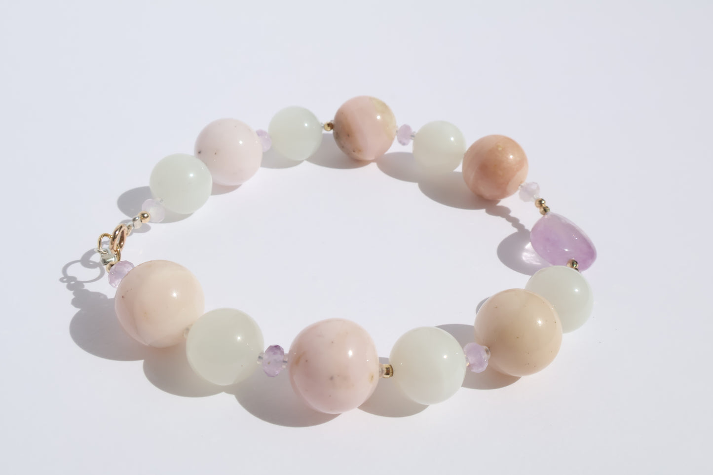 Lunar Heart – Moonstone & Pink Opal [Bracelet]
