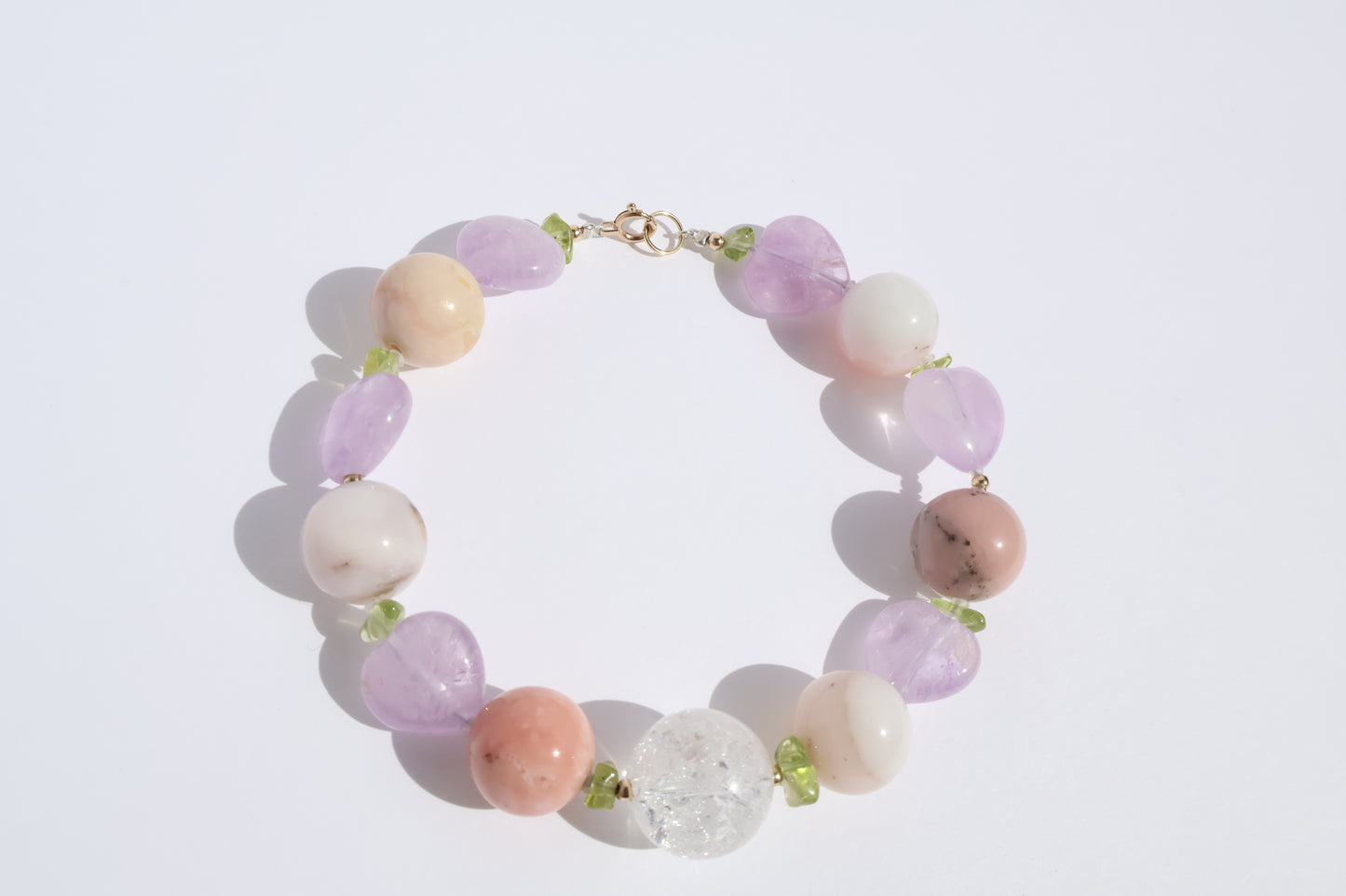 Ethereal Heart – Pink Opal & Lavender Amethyst [Bracelet]