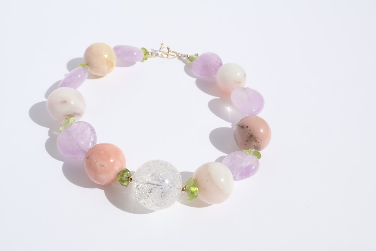 Ethereal Heart – Pink Opal & Lavender Amethyst [Bracelet]