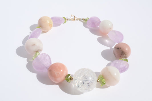Ethereal Heart – Pink Opal & Lavender Amethyst [Bracelet]