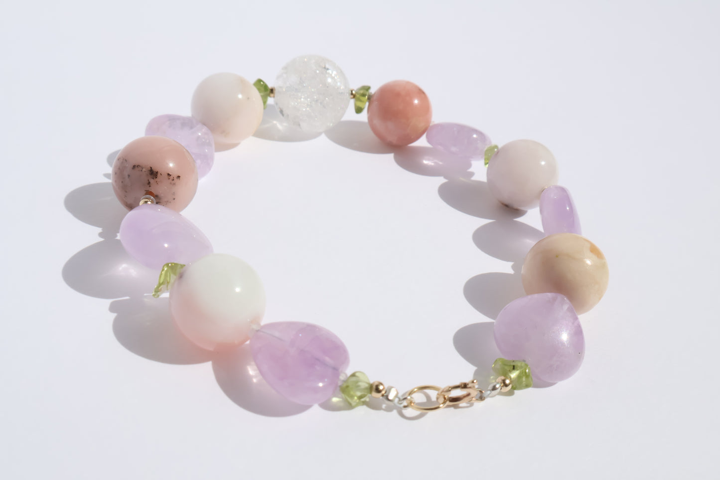 Ethereal Heart – Pink Opal & Lavender Amethyst [Bracelet]