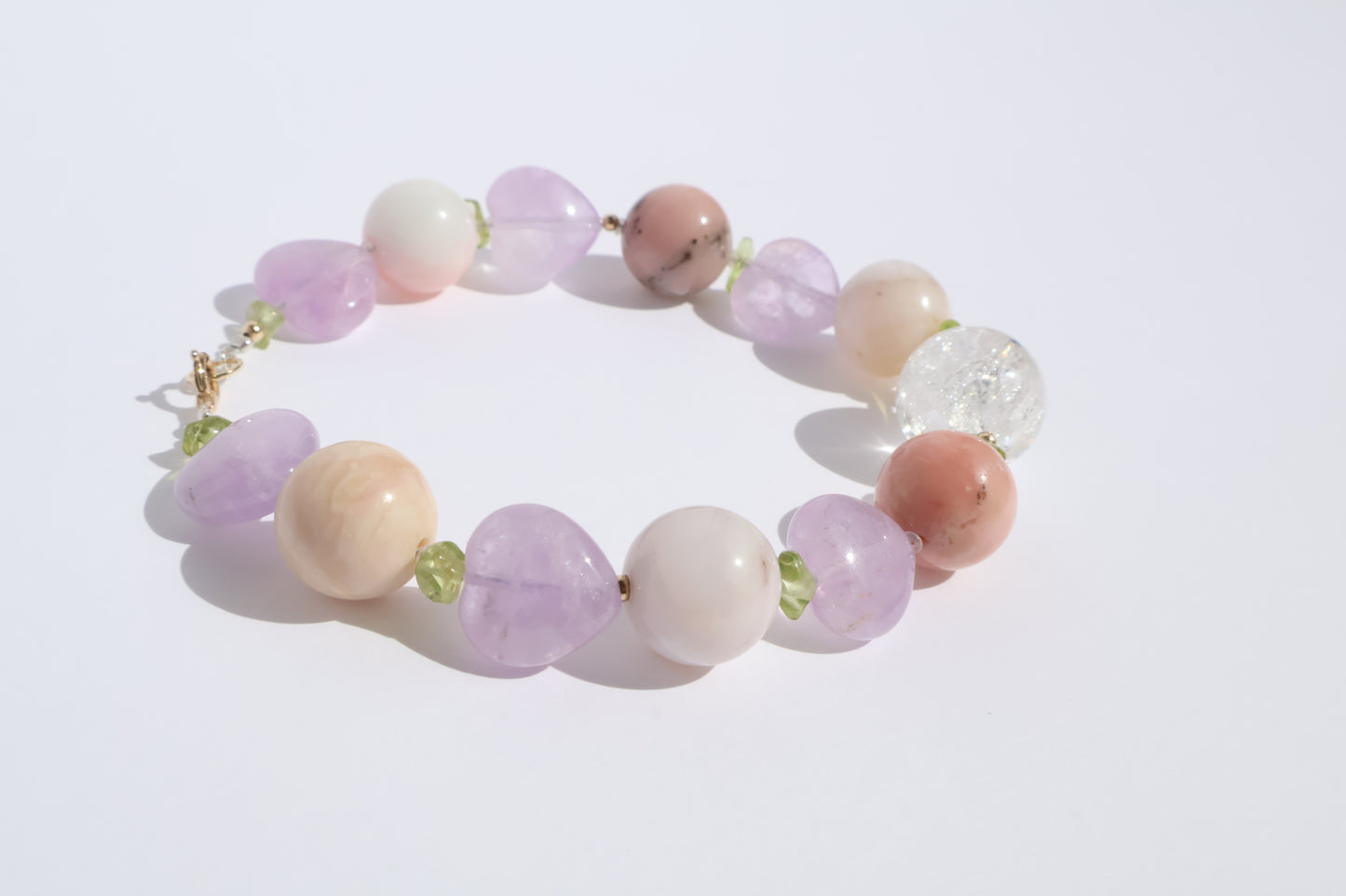 Ethereal Heart – Pink Opal & Lavender Amethyst [Bracelet]