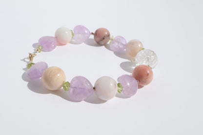 Ethereal Heart – Pink Opal & Lavender Amethyst [Bracelet]